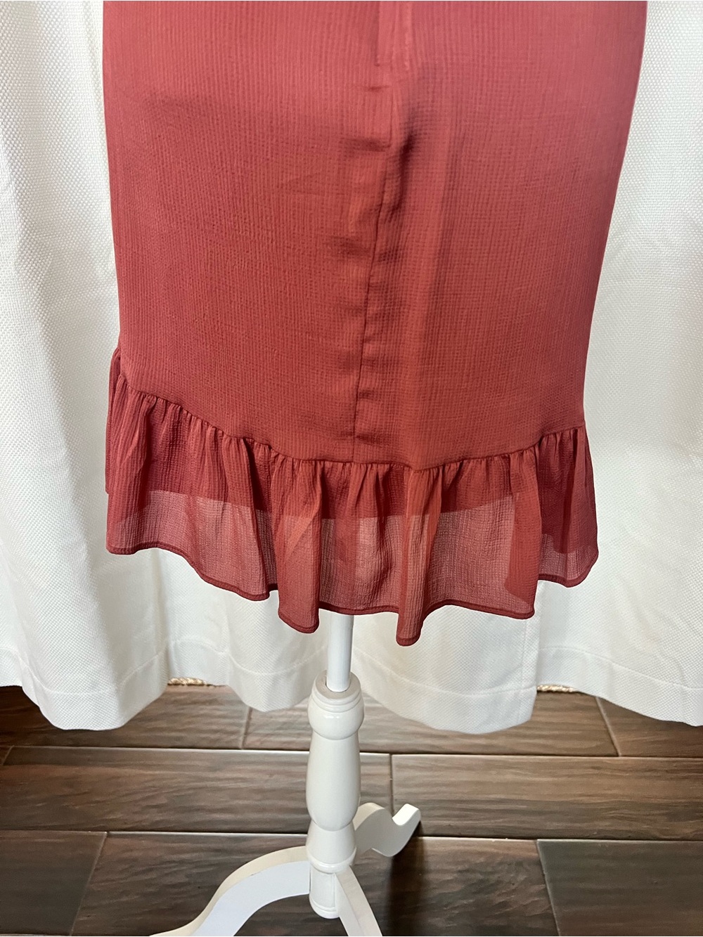 Rust Pink Wrap Ruffle Dress - Picture 6 of 6